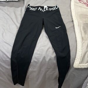 Nike Kids Black Pro Leggings with White Accents
